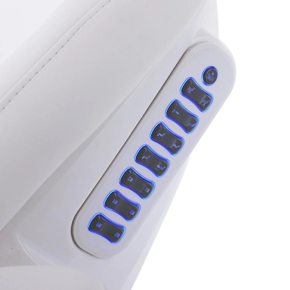 Poltrona elettrica estetica con 4 motori, rivestita in PU colore bianco.