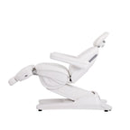 Poltrona elettrica estetica con 4 motori, rivestita in PU colore bianco.