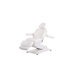 Poltrona elettrica estetica con 4 motori, rivestita in PU colore bianco.