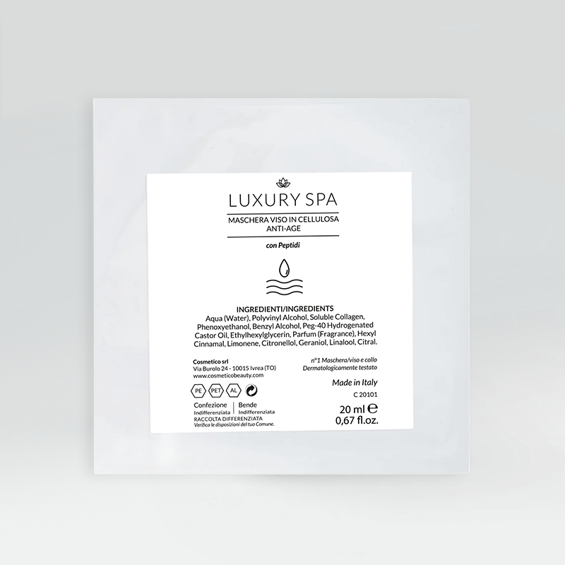 Maschera viso in cellulosa Peptidi