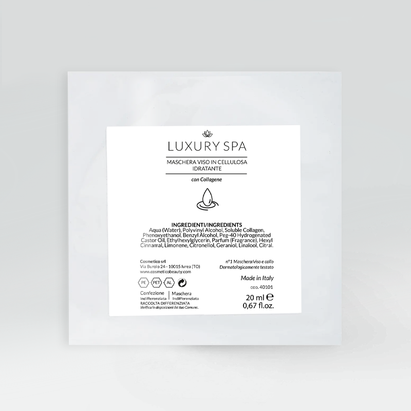 Maschera viso in cellulosa Collagene